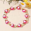 Acrylic Heart Baeds Stretch Bracelets OE2988-2-1