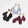 Drake Feather Dangle Stud Earrings EJEW-I212-C-G-1