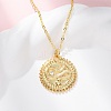 Brass Micro Pave Clear Cubic Zirconia Flat Round with Snake Pendant Necklaces LS-NJEW-S438-02A-G-2
