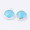 Silver Color Plated Brass Glass Flat Round Charms GLAA-M003-A-17S-2