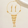 Brass Flat Round Tassels Necklaces & Earrings Sets for Women XV1236-5