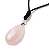 Natural Rose Quartz Pendant Necklace with Nylon Cord for Women NJEW-L464-A05-2