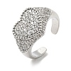 Heart Brass Micro Pave Cubic Zirconia Cuff Rings for Women RJEW-A069-11P-01-4