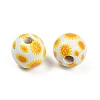 Painted Wood European Beads WOOD-F017-04B-2