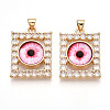 Brass Micro Pave Clear Cubic Zirconia Pendants for Women KK-T070-91A-01-1