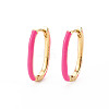 Brass Enamel Huggie Hoop Earrings EJEW-S210-014-NR-2