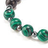 2Pcs 2 Style Natural Wood & Synthetic Hematite & Malachite Beaded Stretch Bracelets Set BJEW-JB07948-01-8