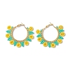 Glass Seed Beads Sunflower Hoop Earrings EJEW-MZ00220-1