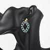 3 Pairs Rhombus Mixed Stone & Glass Seed Beads Dangle Stud Earrings EJEW-MZ00666-6