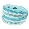 6-row Suede Cord & Rhinestone & Alloy Rivet Wrap Bracelets WGDA315-10-1