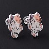 Acrylic Cat Stud Earrings with Platic Pins for Women EJEW-F293-04A-3