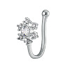 Brass Micro Pave Clear Cubic Zirconia Clip-on Nose Septum Rings WGE30AD-07-1