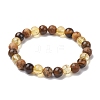 8mm Round Natural Tiger Eye & Picture Jasper BJEW-JB10625-03-1