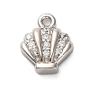 925 Sterling Silver Micro Pave Clear Cubic Zirconia Shell Shaped Charms STER-U009-09P-01-1