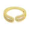 Brass Micro Pave Clear Cubic Zirconia Cuff Finger Rings for Women RJEW-B069-09G-2