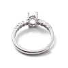 Adjustable Rhodium Plated 925 Sterling Silver Clear Cubic Zirconia Ring Components STER-C011-05P-3