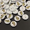 2-Hole Flat Round Number Printed Wooden Sewing Buttons X-BUTT-M002-1-1