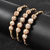 Brass Wire Wrapped Natural  Pearl Cuff Bangles for Women BJEW-D453-06G-1