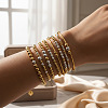 8Pcs 8 Styles Brass Round Beads Stretch Bracelets & Beaded Bracelets for Women HH7054-1-1