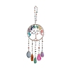 7 Chakra Copper Wire Wrapped Natural & Synthetic Mixed Stone Chips Tree of Life Suncatchers HJEW-F027-06-1