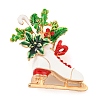 Christmas Theme Golden Zinc Alloy with Rhinestone Brooches JEWB-B018-01G-09-1