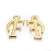 Golden Plated Alloy Letter Pendants PALLOY-J718-01G-F-1