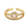 Brass Pave Cubic Zirconia Cuff Rings RJEW-U012-04G-04-2