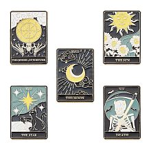 SUNNYCLUE 5Pcs 5 Style Fashion Tarot Card Enamel Pins JEWB-SC0001-20