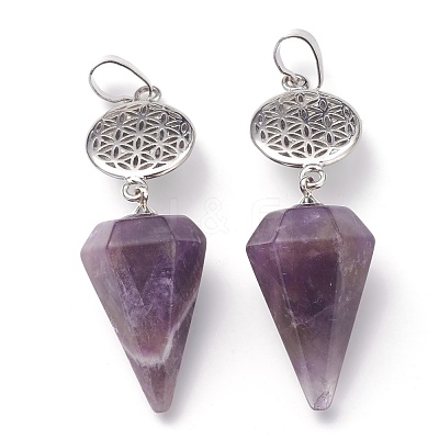 Natural Amethyst Pendants G-O194-22-1