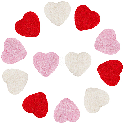 12Pcs 3 Colors Heart Wool Needle Felting Decoration DIY-SC0030-15-1