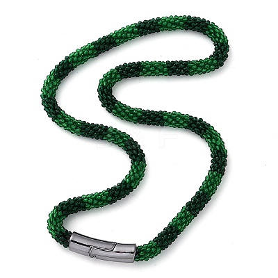 Glass Crochet Beaded Necklace NJEW-Z029-04D-1