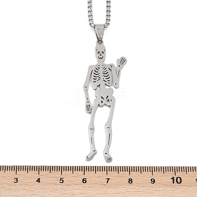 201 Stainless Steel Skeleton Pendant Necklaces LS-NJEW-K283-08P-1