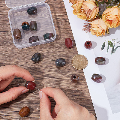 15Pcs Natural Indian Agate European Beads G-SP0001-46-1