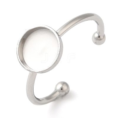 Non-Tarnish 304 Stainless Steel Open Cuff Ring Components X-STAS-I306-05B-P-1