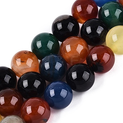 Natural Agate(Dyed & Heated) Beads Strands G-Q604-12MM-01-1