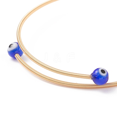 Lampwork Round with Evil Eye Beaded Cuff Bangle BJEW-JB08333-03-1