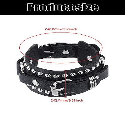 1Pc Punk & Gothic Style PU Leather Cord Bracelets for Women Men BJEW-LP0002-54-1