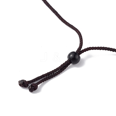 Natural Mixed Gemstone Ring Pendant Necklace with Nylon Cord for Women NJEW-F306-02-1