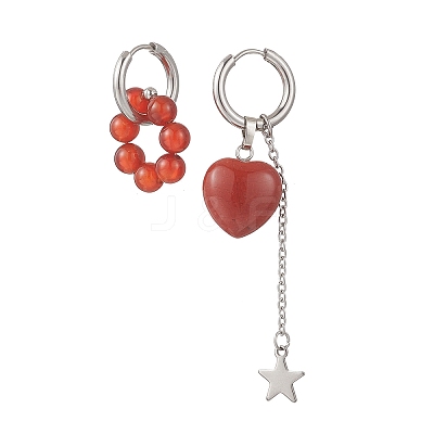 Valentine's Day Heart 304 Stainless Steel Hoop Earrings EJEW-TA00799-02-1