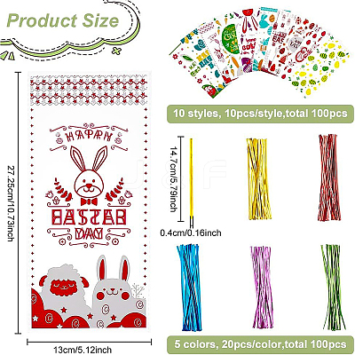 100Pcs 10 Styles OPP Plastic Storage Bags AJEW-BC0003-57-1