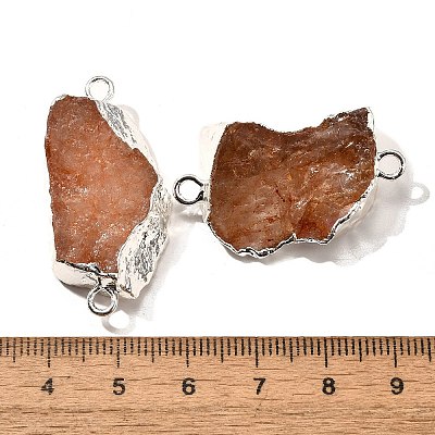 Raw Rough Natural Dyed Quartz Crystal Links Connector Charms G-K189-04S-08-1