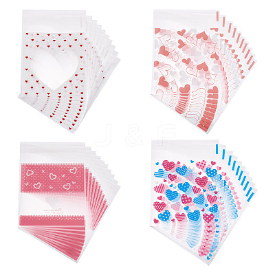 100Pcs 4 Styles Rectangle Plastic Cellophane Bags OPC-TA0001-04-1