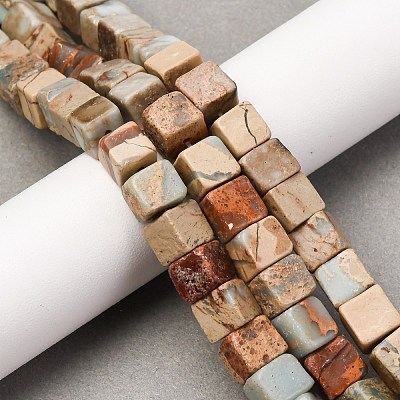 Natural Shoushan Stone Beads Strands G-B155-C07-8x8mm-1