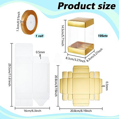 10Pcs Rectangle Clear Plastic Gift Packing Boxes with Paper Top and Bottom CON-WH0099-96B-1