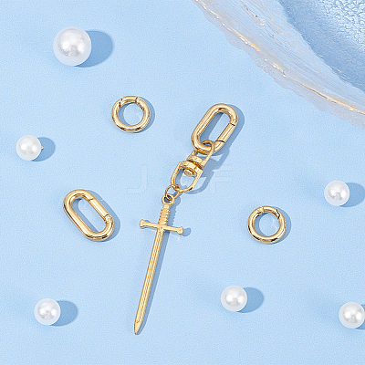 4Pcs 2 Styles Ion Plating(IP) 304 Stainless Steel Spring Gate Rings STAS-UN0050-05-1