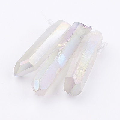Electroplated Natural Quartz Crystal Graduated Beads Strands X-G-P315-A10-1