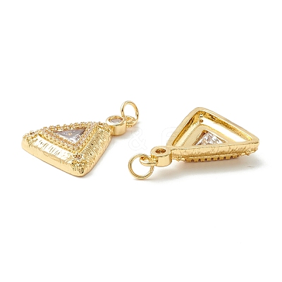 Rack Plating Brass Micro Pave Clear Cubic Zirconia Pendants KK-D073-22G-1
