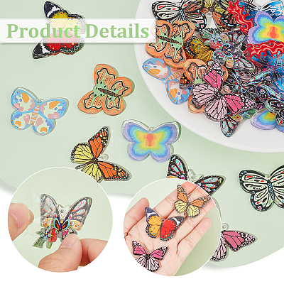 30Pcs 10 Styles Printed Acrylic Pendants SACR-GA0001-05-1