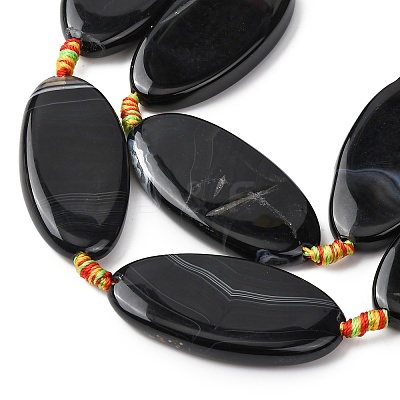 Natural Black Banded Agate Beads Strands G-F825-A01-01E-1