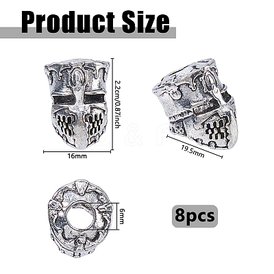 8Pcs Tibetan Style Alloy European Beads FIND-DC0008-33-1
